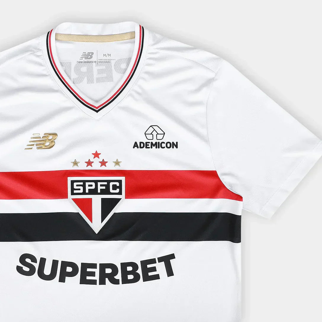 Camisa São Paulo 25/26 Home New Balance Masculina - Branco+Vermelho