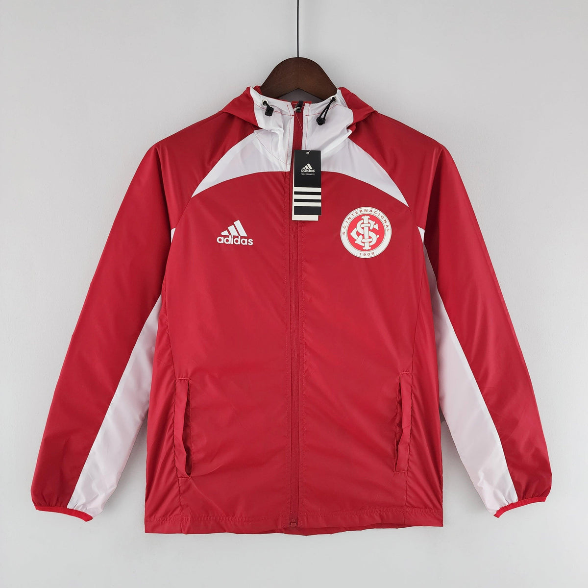 Corta-vento Internacional Adidas - Vermelho e Branco
