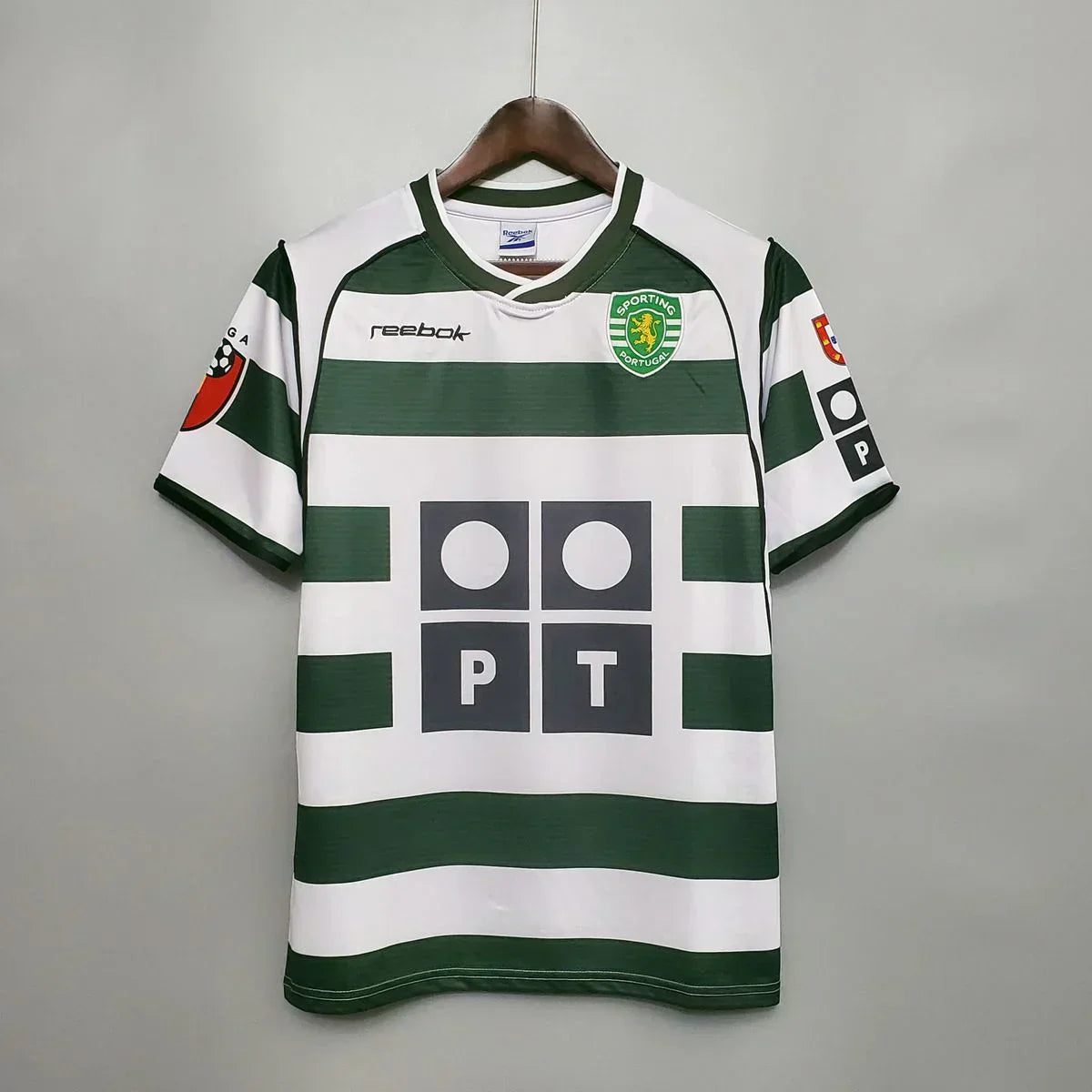Camisa Retrô Sporting I Home 01/03 - Masculina - Verde e Branca